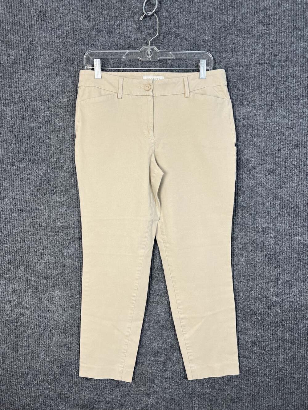 Talbots Pants Womens 8 Beige Skinny Ankle Stretch Office Business Preppy Casual